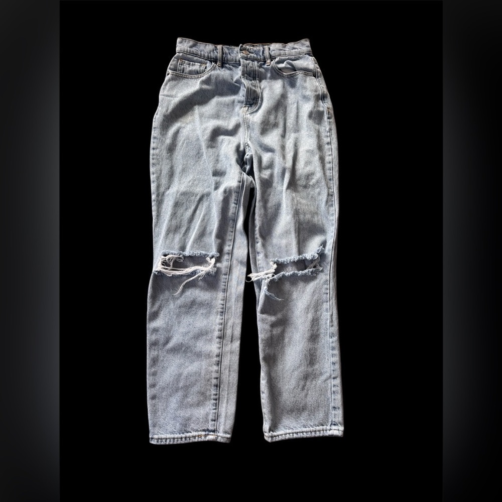 PacSun High Rise Straight Jeans Womens 27 Light Wash Distressed Ripped Denim